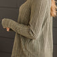 Ribbed Buttoned Long Sleeve Blouse