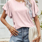 Round Neck Flutter Sleeve Blouse