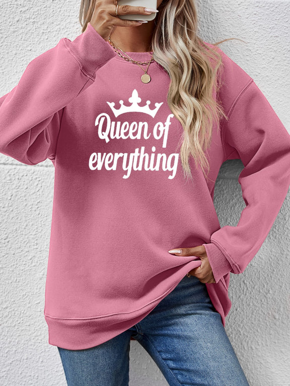 QUEEN OF EVERYTHING Round Neck Sweatshirt Moonlit Mauve
