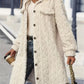 Fuzzy Button Up Long Sleeve Longline Coat