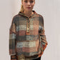 Double Take Full Size Plaid Dropped Shoulder Fleece Hoodie