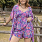 Plus Size Printed Cami, Open Front Cover Up and Shorts Set