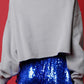 Sequin Round Neck Dropped Shoulder Sweatshirt