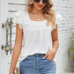 Eyelet Square Neck Cap Sleeve Blouse