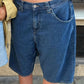 High Waist Denim Shorts with Pockets