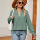 Notched Neck Flounce Sleeve Blouse