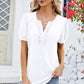 Frill Notched Short Sleeve Blouse