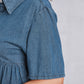 Button Up Collared Neck Tiered Denim Dress