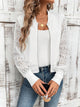 Baseball Collar Lace Patchwork Long Sleeve Jacket White