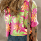 Flower Printed Boat Neck Half Sleeve T-Shirt