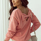 Bow Round Neck Long Sleeve Sweatshirt