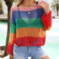 Color Block Openwork Boat Neck Cover Up