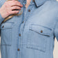 Love Tree Scooped Hem Button Up Denim Shirt