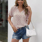 Ivy Lane Floral Notched Short Sleeve Blouse