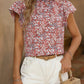 Floral Mock Neck Cap Sleeve Blouse