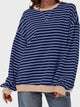 Lovelet Contrast Striped Long Sleeve Sweatshirt Navy