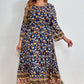 Melo Apparel Plus Size Bohemian Round Neck Maxi Dress