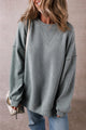 Slit Round Neck Long Sleeve Sweatshirt Dark Gray