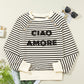 Decorative Button Striped Long Sleeve Sweatshirt