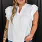 Plus Size Ruffled Notched Cap Sleeve Blouse