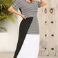 Plus Size Striped Color Block Round Neck Dress