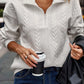 Textured Half Zip Dropped Shoulder Sweatshirt