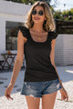 Ivy Lane Scoop Neck Lace Cap Sleeve Tank Black