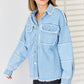 PEACE Raw Hem Dropped Shoulder Denim Top