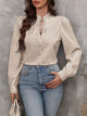 Tied Striped Long Sleeve Blouse Taupe