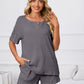 Notched Short Sleeve and Shorts Lounge Set