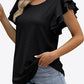 Round Neck Layered Flutter Sleeve Blouse