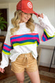 Contrast Round Neck Long Sleeve Top White
