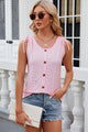 Eyelet Round Neck Wide Strap Tank Blush Pink
