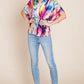 BOMBOM Printed Surplice Peplum Blouse