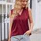 V-Neck Curved Hem Satin Tank