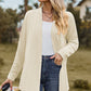 Textured Open Front Long Sleeve Cardigan