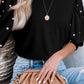 Pearl Detail Round Neck Half Sleeve Blouse