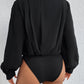 Perfee Surplice Ruched Long Sleeve Bodysuit