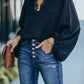 Lace Detail V-Neck Long Sleeve Blouse