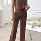 Ribbed Round Neck Top and Pants Set