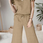 Ruffled Quarter Zip Top and Drawstring Pants Set