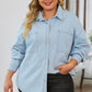 Plus Size Snap Down Pocketed Denim Jacket