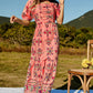 Floral Ruched Puff Sleeve Tiered Maxi Dress