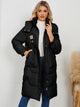 Long Sleeve Longline Hooded Winter Coat Black