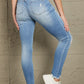 Baeful Button Front Frayed Ankle Skinny Jeans