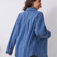 Pocketed Striped Button Up Denim Shirt