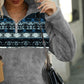 Geometric Quarter-Zip Collared Sweatshirt