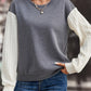 Contrast Round Neck Drop Shoulder Sweatshirt