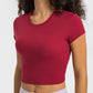 Round Neck Short Sleeve Cropped Sports T-Shirt