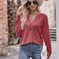 Mandy Buttoned Notched Neck Long Sleeve Top